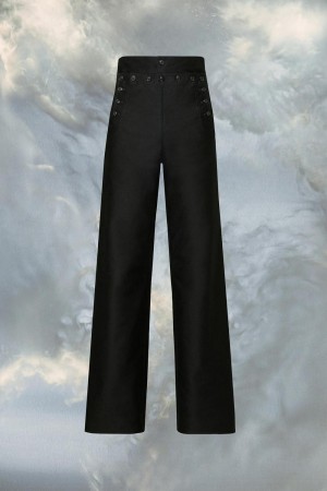 Maison Margiela Satin Cotton Trousers Svarta | SE_MM85346